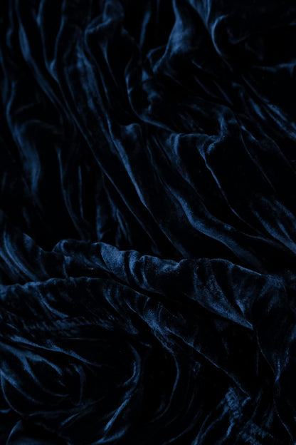 Draped Royal Blue Silk Velvet Dress