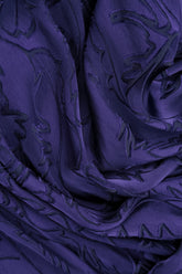 Draped Royal Purple Devoré Feather Silk Dress 5