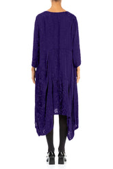 Draped Royal Purple Devoré Feather Silk Dress 2