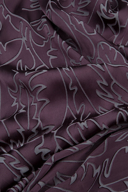Draped Vintage Violet Devoré Feather Silk Dress 5