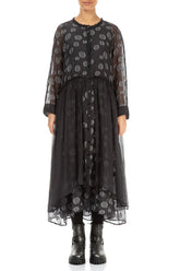 Draped Waist Grey Silver Bubbles Silk Dress 2