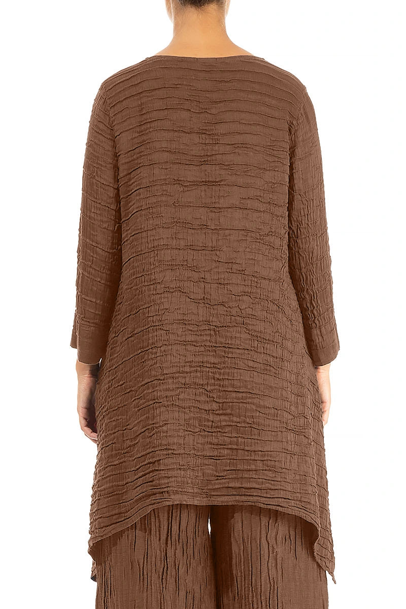 Dropped Edge Aged Copper Crinkled Silk Tunic 2
