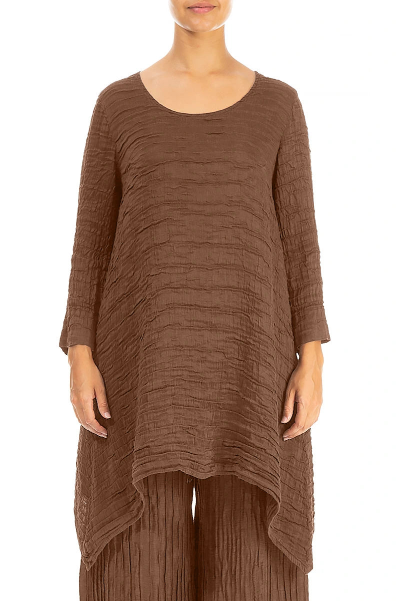 Dropped Edge Aged Copper Crinkled Silk Tunic 1