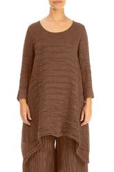Dropped Edge Aged Copper Crinkled Silk Tunic 1