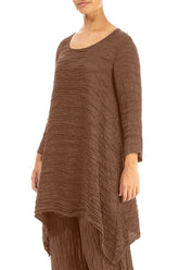 Dropped Edge Aged Copper Crinkled Silk Tunic 3