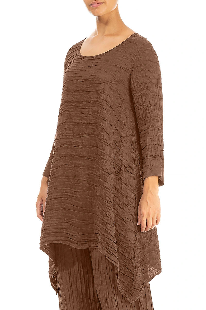 Dropped Edge Aged Copper Crinkled Silk Tunic 3