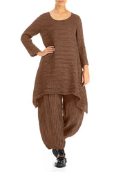 Dropped Edge Aged Copper Crinkled Silk Tunic 4