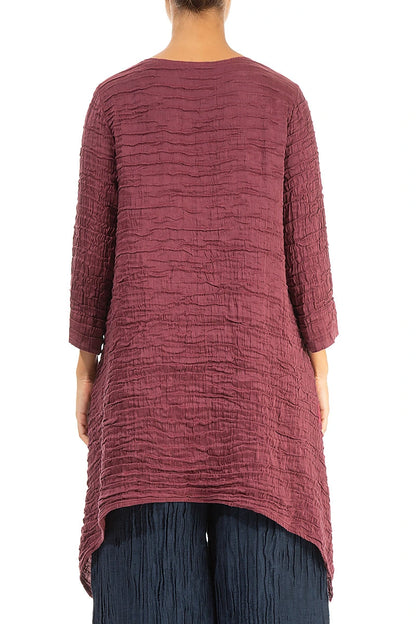 Dropped Edge Antique Ruby Crinkled Silk Tunic 2