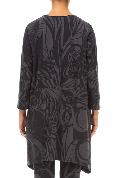 Dropped Edge Charcoal Orbit Cotton Tunic