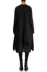 Dropped Edge Crinkled Black Silk Jacket 2