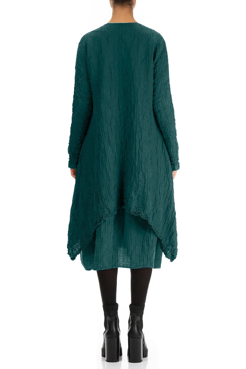 Dropped Edge Crinkled Peacock Silk Jacket 2