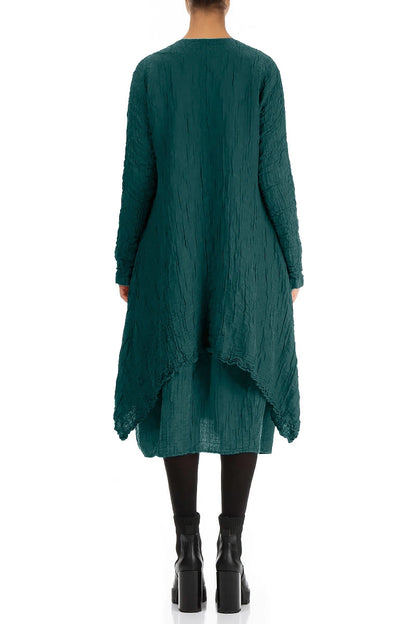 Dropped Edge Crinkled Peacock Silk Jacket 2