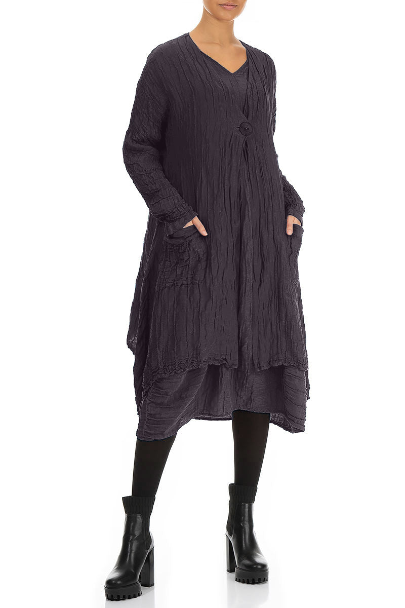 Dropped Edge Crinkled Vintage Violet Silk Jacket 3