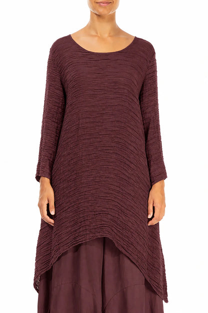 Dropped Edge Maroon Crinkled Silk Tunic 1
