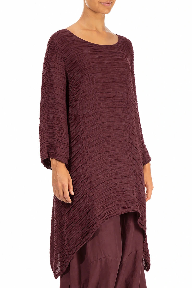 Dropped Edge Maroon Crinkled Silk Tunic 3