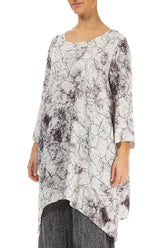 Dropped Edge Off White Marble Crinkled Silk Tunic 3