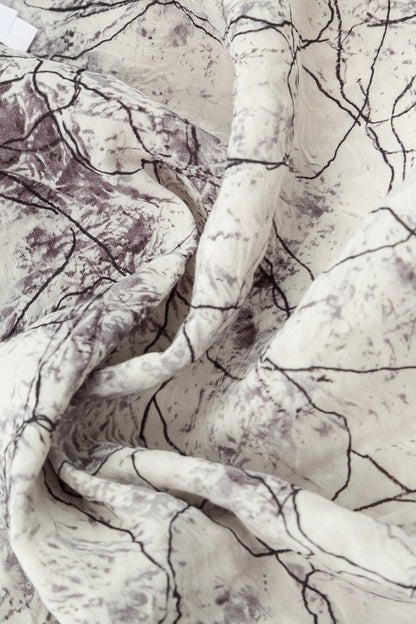 Dropped Edge Off White Marble Crinkled Silk Tunic 5