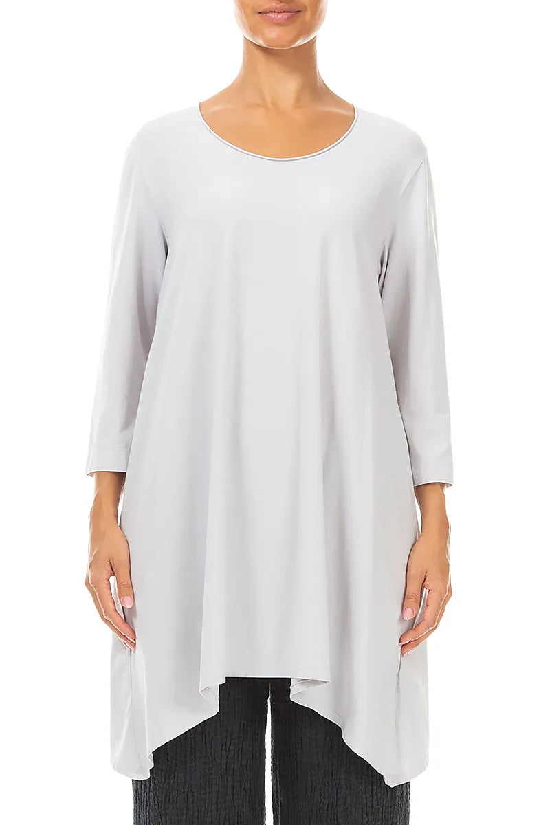 Dropped Edge Pearl Grey Cotton Tunic 1
