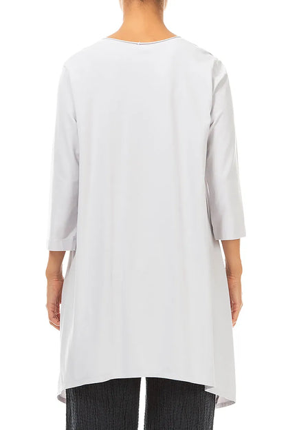 Dropped Edge Pearl Grey Cotton Tunic 2