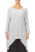 Dropped Edge Pearl Grey Plissé Silk Tunic 1