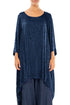 Dropped Edge Royal Blue Devoré Feather Silk Tunic 1