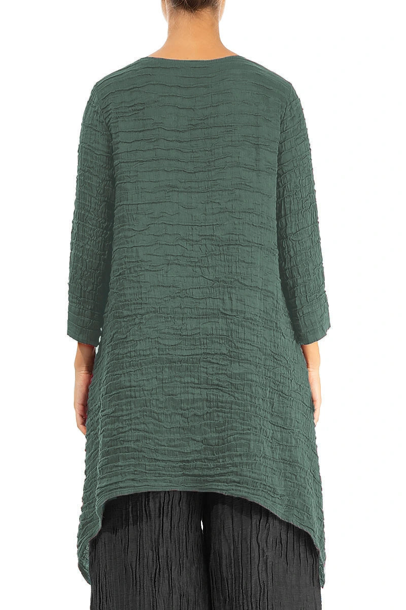 Dropped Edge Sage Crinkled Silk Tunic 2