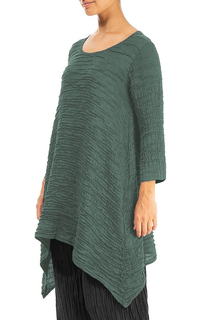 Dropped Edge Sage Crinkled Silk Tunic 3
