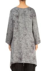 Dropped Edge Silver Marble Crinkled Silk Tunic 2
