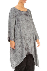 Dropped Edge Silver Marble Crinkled Silk Tunic 3