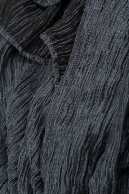 Dropped Edge Slate Crinkled Silk Tunic