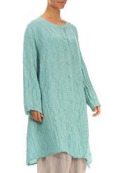 Dropped Side Crinkled Mint Silk Linen Jacket 3