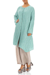 Dropped Side Crinkled Mint Silk Linen Jacket 4