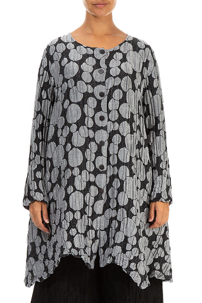 Dropped Side Silver Circle Silk Linen Jacket 1