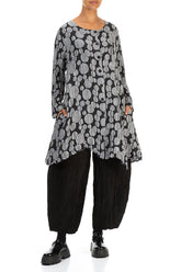 Dropped Side Silver Circle Silk Linen Jacket 4