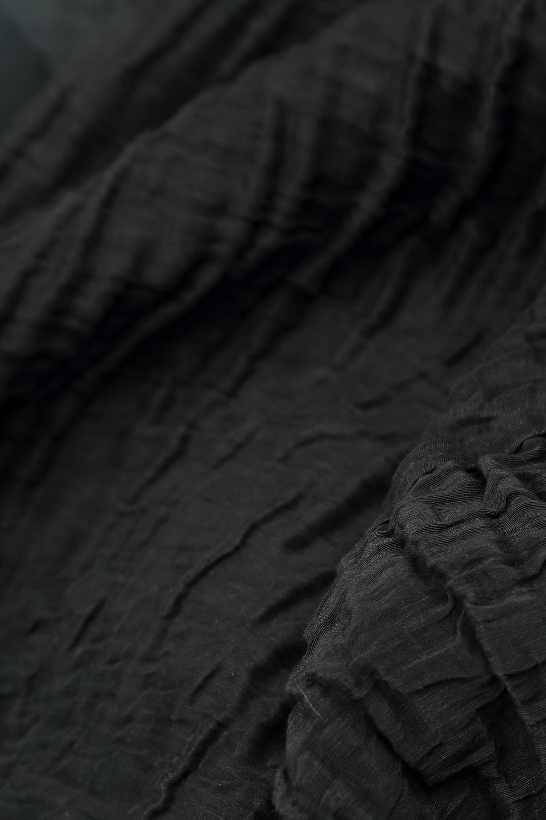 Dropped Sides Black Crinkled Silk Linen Blouse 6