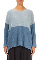 Dual Silver & Petrol Blue Wool Sweater 1
