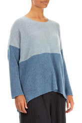 Dual Silver & Petrol Blue Wool Sweater 3