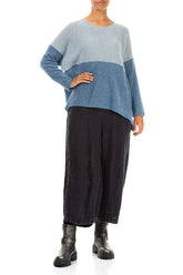 Dual Silver & Petrol Blue Wool Sweater 4