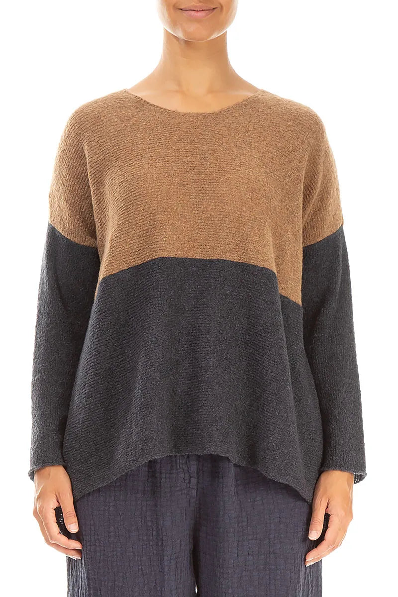 Dual Caramel &amp; Dark Grey Wool Sweater 1