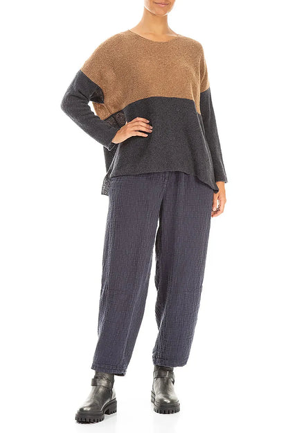 Dual Caramel &amp; Dark Grey Wool Sweater 4