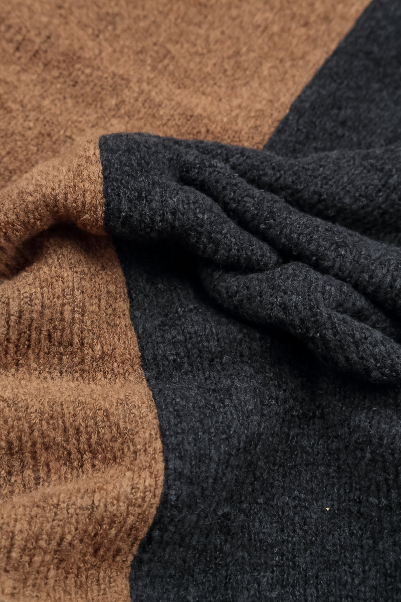 Dual Dark Grey &amp; Caramel Wool Scarf 4