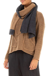 Dual Dark Grey & Caramel Wool Scarf 3