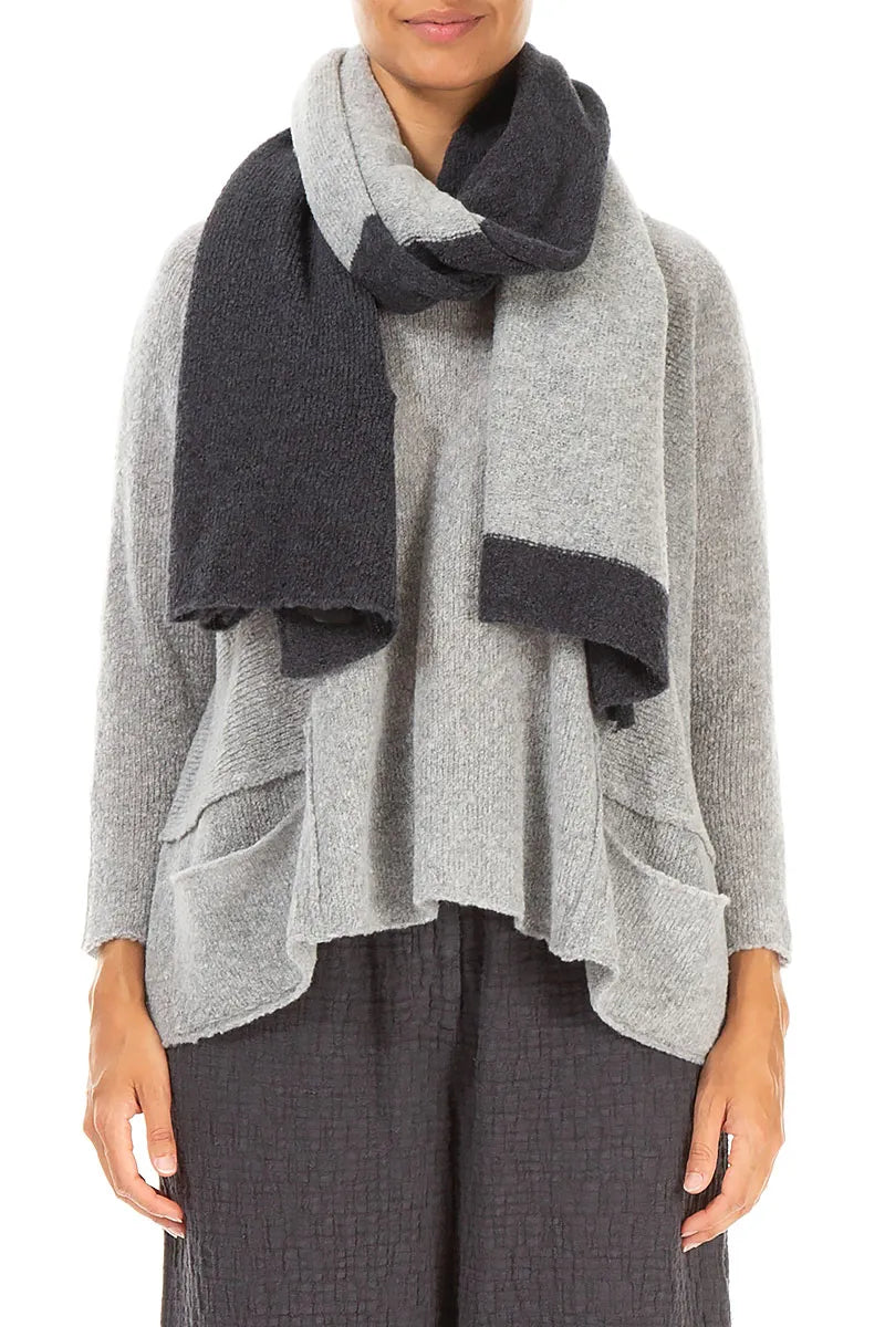 Dual Dark Grey &amp; Light Grey Wool Scarf 1