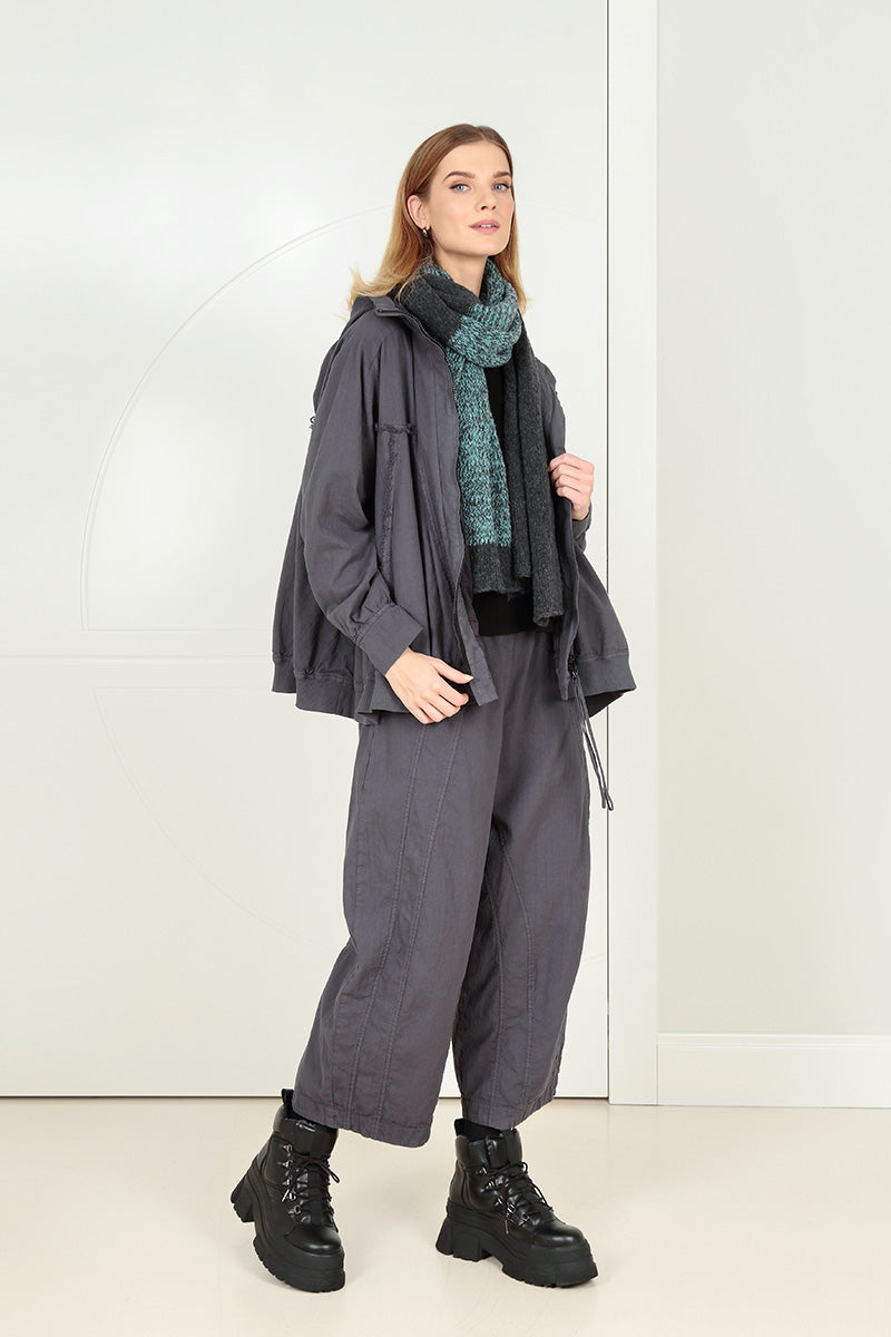 Dual Dark Grey &amp; Mélange Teal Wool Scarf 5