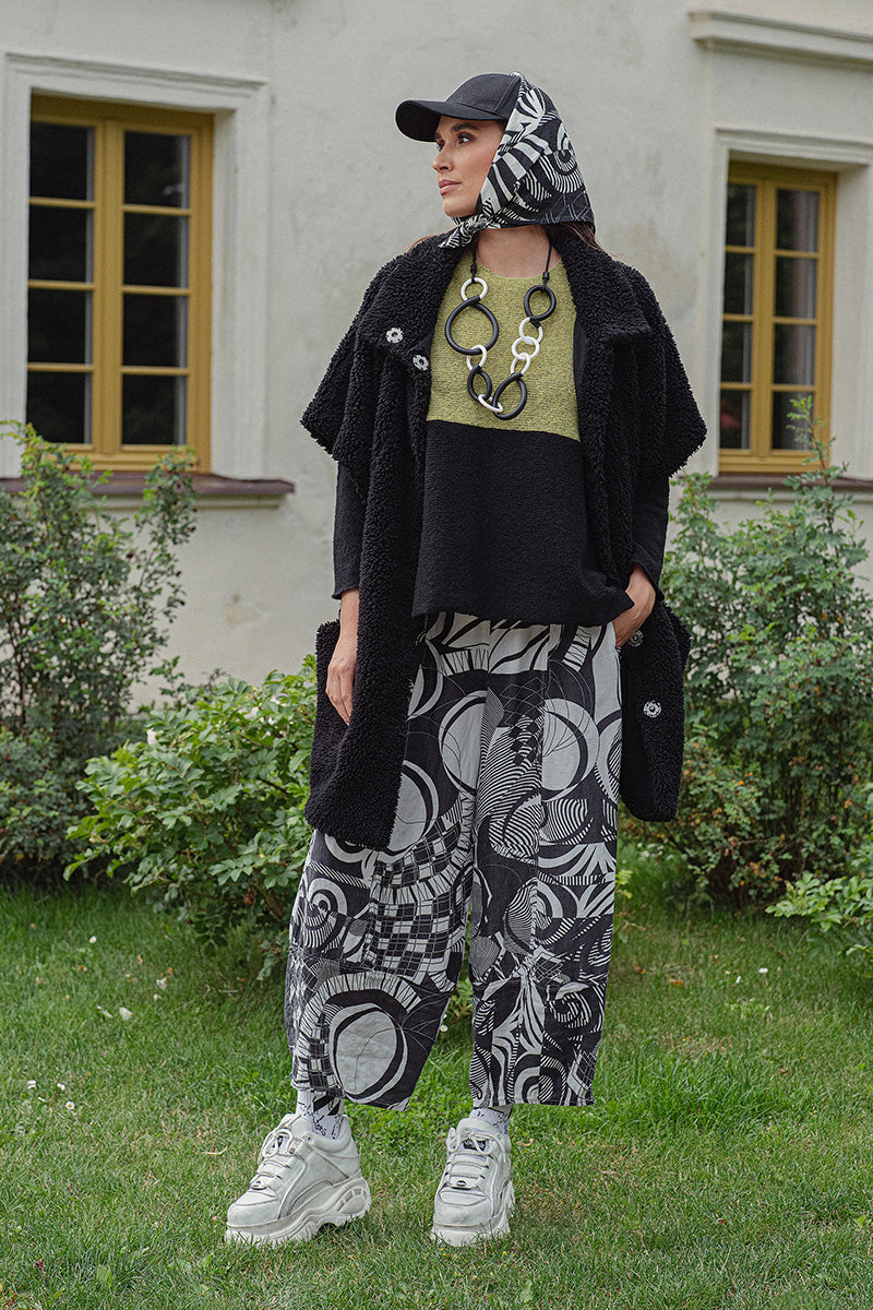 Dual Golden Lime &amp; Black Wool Sweater