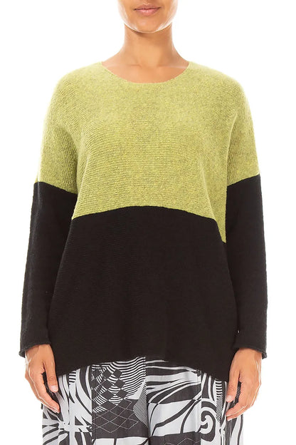 Dual Golden Lime &amp; Black Wool Sweater