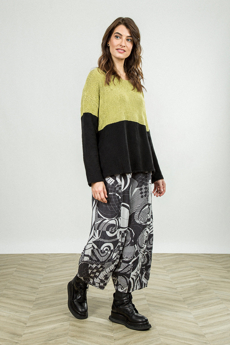 Dual Golden Lime &amp; Black Wool Sweater