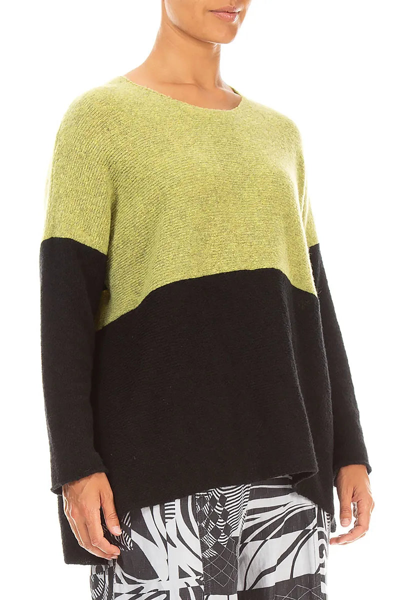 Dual Golden Lime &amp; Black Wool Sweater