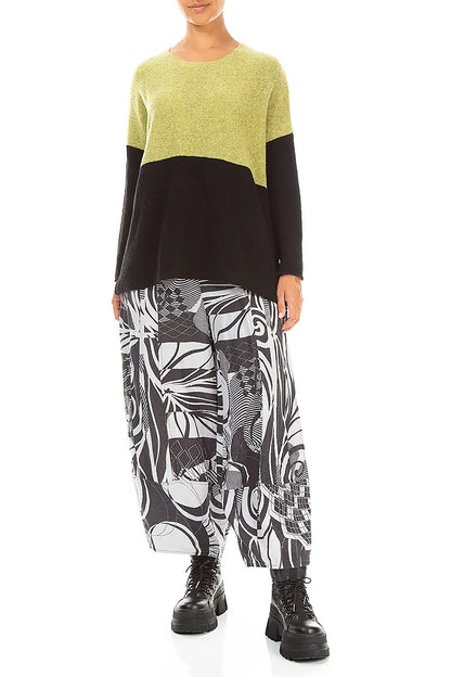 Dual Golden Lime &amp; Black Wool Sweater
