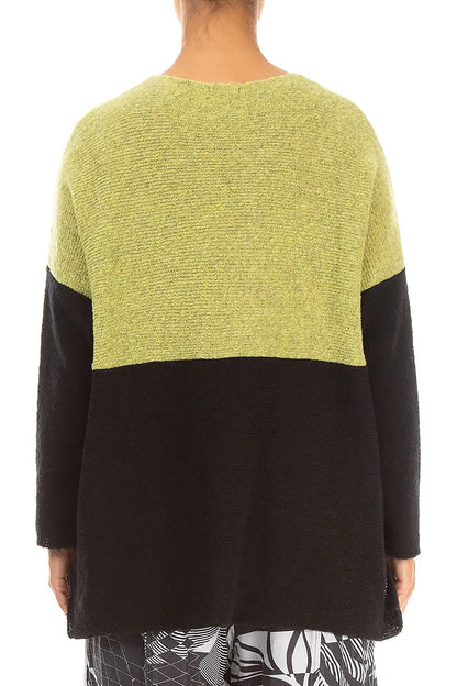 Dual Golden Lime &amp; Black Wool Sweater